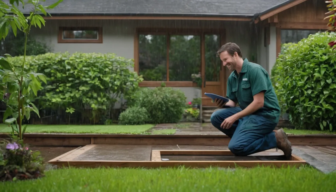 Septic provider inspecting a yard access lid with a homeowner near Portland